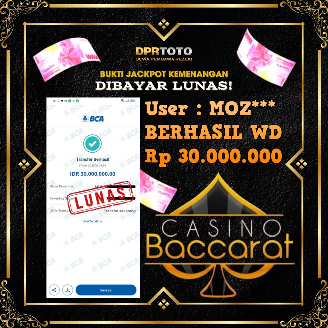 KEMENANGAN BESAR LIVE CASINO BACCARAT WD 30.000.000 - LUNAS